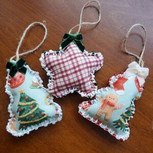 Set Of 3 hand-made Christmas Ornaments Holiday